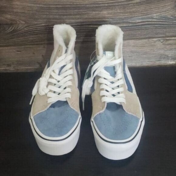 New Vans Sk8 Hi Pig Suede Color Block Platform Water Repellent Sneakers Faux Fur - Picture 3 of 9